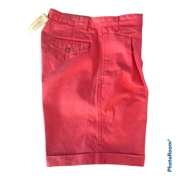 Vintage NOS Badge Bright Neon Pink Pleated High Rise Bermuda Shorts Womens 31 - Picture 5 of 6